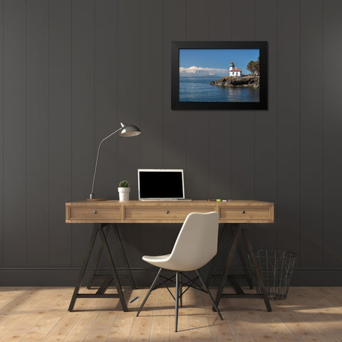 Lime Kiln Lighthouse-Lime Kiln Point State Park-San Juan Island-Washington State Black Modern Wood Framed Art Print by Majchrowicz, Alan