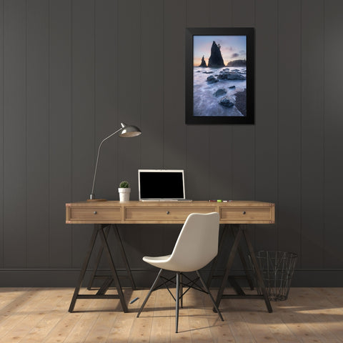 Twilight at Split Rock on Rialto Beach-Olympic National Park Black Modern Wood Framed Art Print by Majchrowicz, Alan