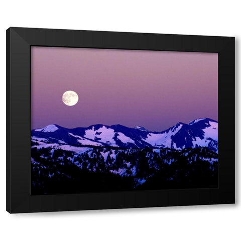 WA, Olympic NP Moonrise from Hurricane Ridge Black Modern Wood Framed Art Print with Double Matting by Kelley, David