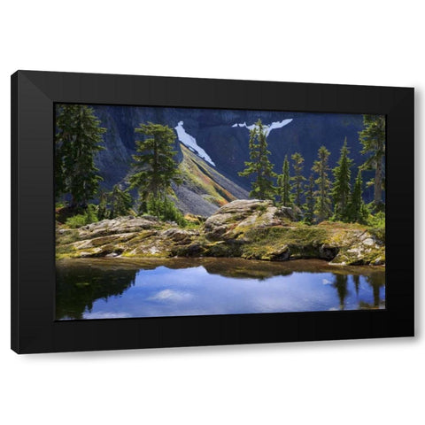 WA, Mount Baker Wilderness, A mountain tarn Black Modern Wood Framed Art Print by Paulson, Don
