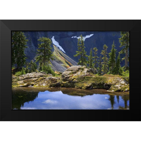 WA, Mount Baker Wilderness, A mountain tarn Black Modern Wood Framed Art Print by Paulson, Don