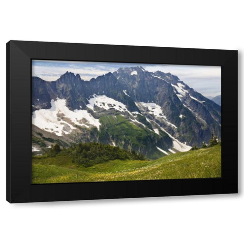 Washington , Cascade Pass Mountain landscape Black Modern Wood Framed Art Print by Paulson, Don