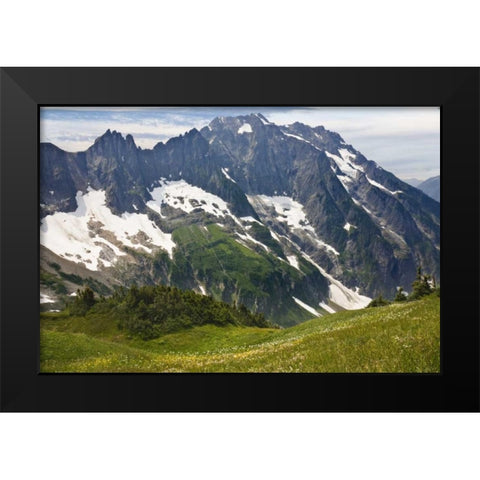 Washington , Cascade Pass Mountain landscape Black Modern Wood Framed Art Print by Paulson, Don