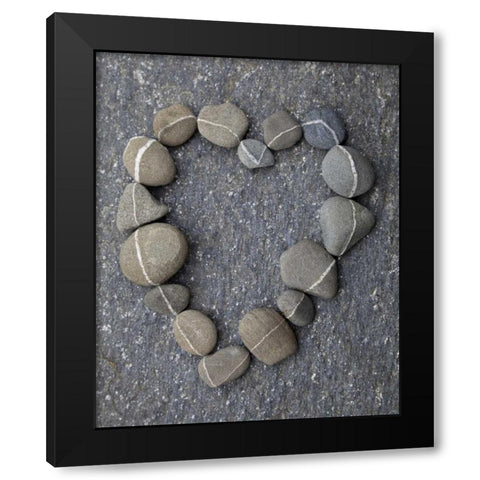 USA, Washington Rocks arranged in a heart shape Black Modern Wood Framed Art Print by Paulson, Don