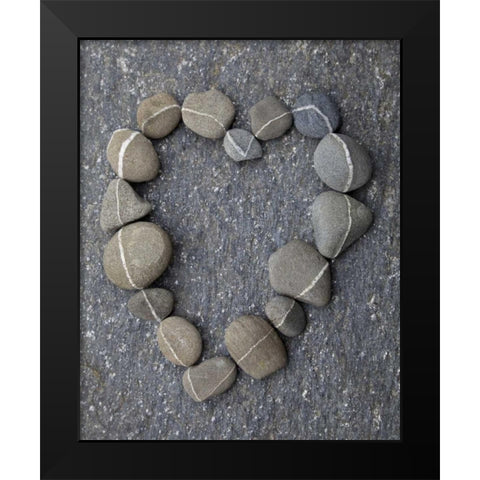USA, Washington Rocks arranged in a heart shape Black Modern Wood Framed Art Print by Paulson, Don