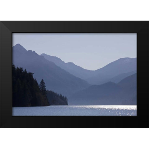 WA, Olympic NP Lake Crescent and Mount Stormking Black Modern Wood Framed Art Print by Paulson, Don