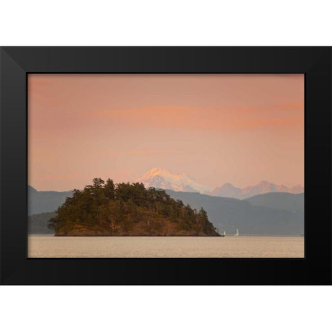 WA, San Juans, Cypress Island Two sailboats Black Modern Wood Framed Art Print by Lord, Fred