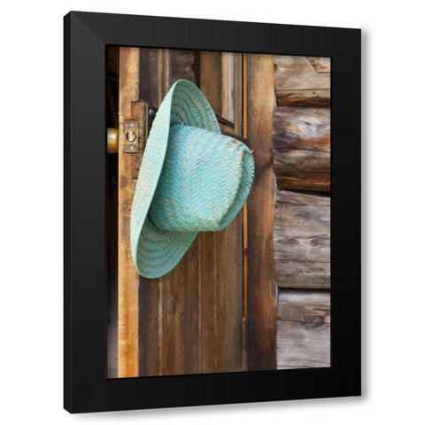 WA, Stehekin Cowgirl hat, Stehekin Schoolhouse Black Modern Wood Framed Art Print by Paulson, Don