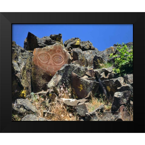 WA, Columbia GorgeTsagaglalal petroglyph Black Modern Wood Framed Art Print by Terrill, Steve