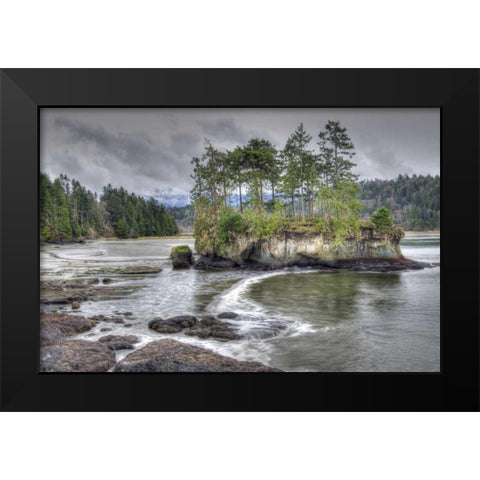 WA, Salt Creek Landscape of island in river Black Modern Wood Framed Art Print by Shimlock, Jones