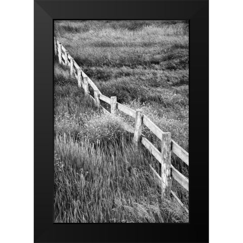 Washington Wooden fence in the Palouse country Black Modern Wood Framed Art Print by Flaherty, Dennis