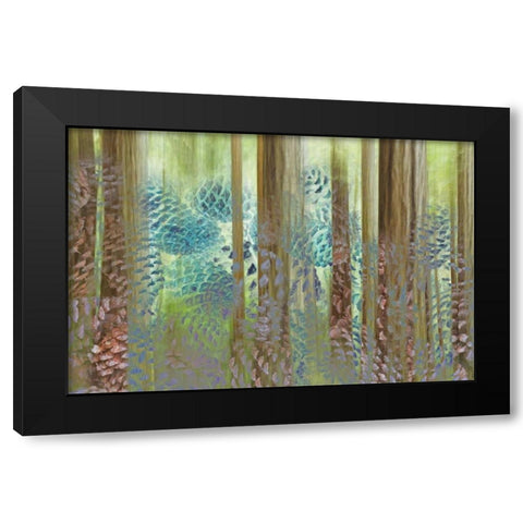 WA, Seabeck Collage of pine cones and trees Black Modern Wood Framed Art Print with Double Matting by Paulson, Don