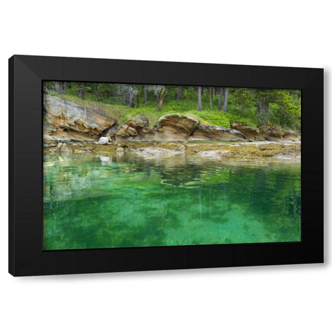 WA, San Juans Secluded bay on Sucia Island Black Modern Wood Framed Art Print with Double Matting by Paulson, Don