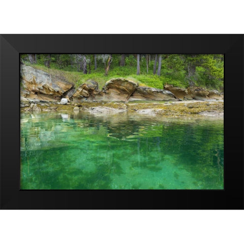 WA, San Juans Secluded bay on Sucia Island Black Modern Wood Framed Art Print by Paulson, Don
