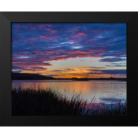 USA, Washington Sunset on Scooteney Reservoir Black Modern Wood Framed Art Print by Paulson, Don
