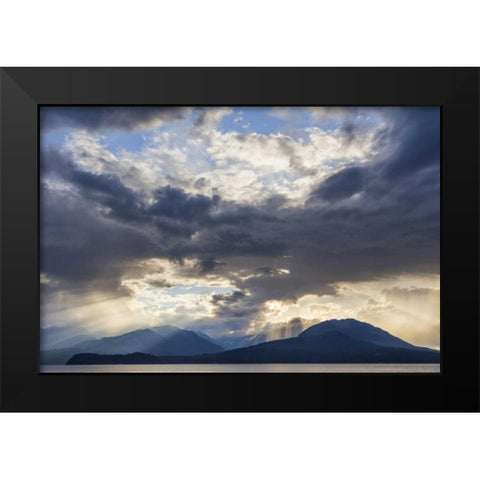 Washington, Seabeck God rays over Hood Canal Black Modern Wood Framed Art Print by Paulson, Don