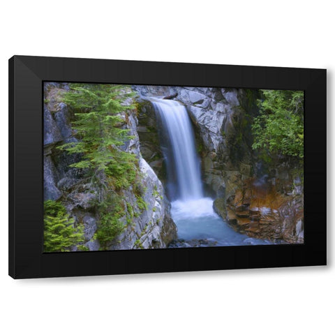 WA, Mount Rainier NP Christine Falls scenic Black Modern Wood Framed Art Print by Delisle, Gilles