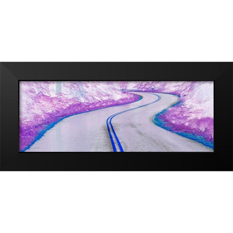Washington State-Olympic National Park Panoramic abstract of curving park road Black Modern Wood Framed Art Print by Jaynes Gallery