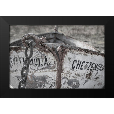 Washington State-Port Townsend BandW of boat bow  Black Modern Wood Framed Art Print by Jaynes Gallery