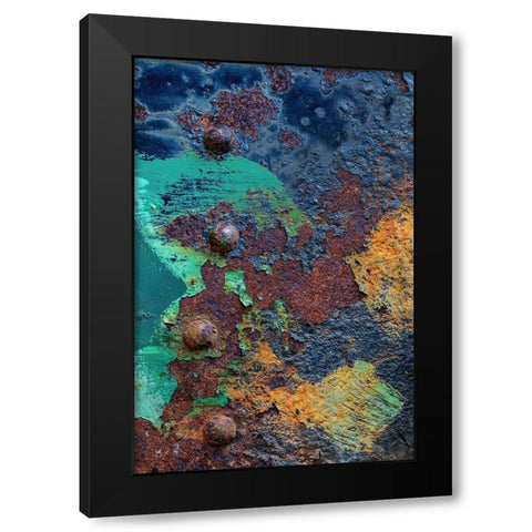 Washington State-Port Townsend-Fort Worden State Park Rusty metal of old metal boat  Black Modern Wood Framed Art Print by Jaynes Gallery