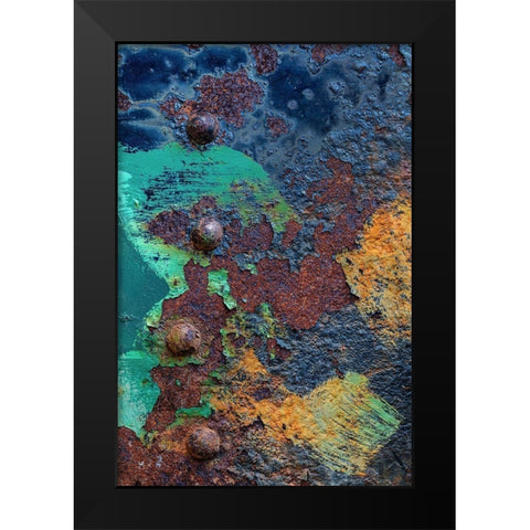 Washington State-Port Townsend-Fort Worden State Park Rusty metal of old metal boat  Black Modern Wood Framed Art Print by Jaynes Gallery