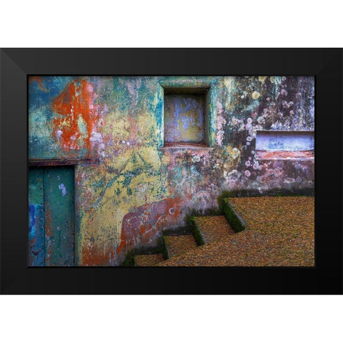 Washington State-Port Townsend-Fort Worden State Park Painted walls and stairway  Black Modern Wood Framed Art Print by Jaynes Gallery