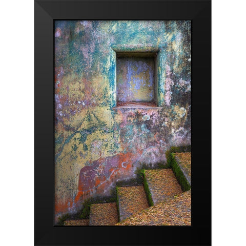 Washington State-Port Townsend-Fort Worden State Park Painted walls and stairway  Black Modern Wood Framed Art Print by Jaynes Gallery