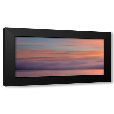 Washington State-Seabeck Panoramic sunrise over foggy Hood Canal  Black Modern Wood Framed Art Print with Double Matting by Jaynes Gallery