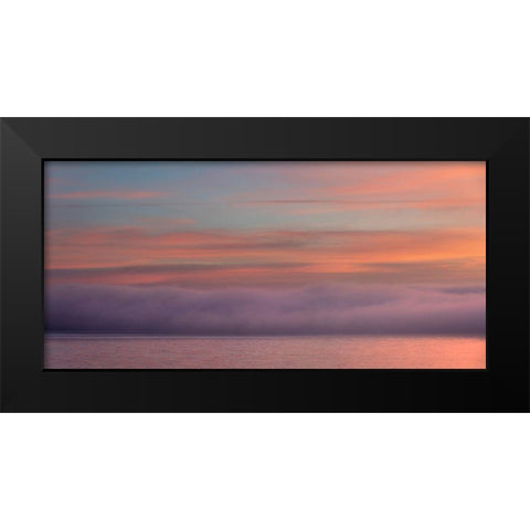 Washington State-Seabeck Panoramic sunrise over foggy Hood Canal  Black Modern Wood Framed Art Print by Jaynes Gallery