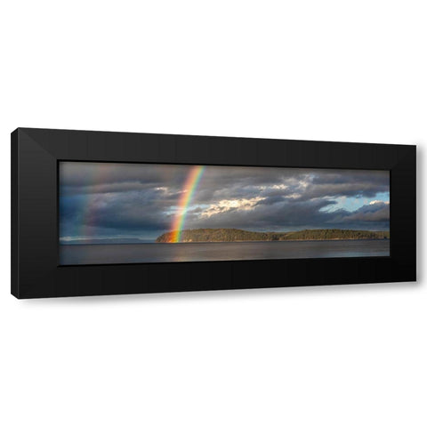 Washington State-Seabeck Panoramic of rainbow over Hood Canal  Black Modern Wood Framed Art Print by Jaynes Gallery