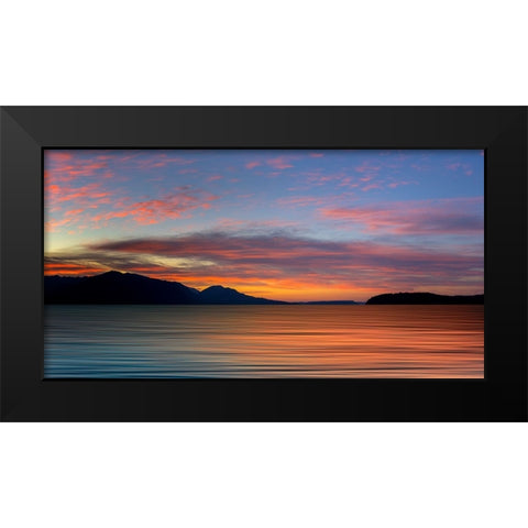 USA-Washington State-Seabeck Composite panoramic sunset over Hood Canal Black Modern Wood Framed Art Print by Jaynes Gallery