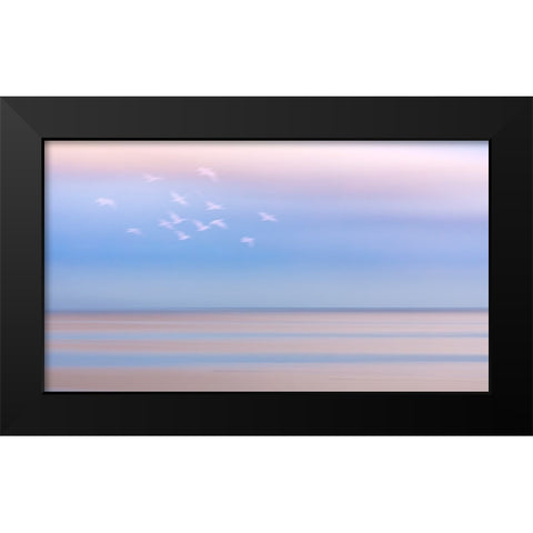 USA-Washington State-Seabeck Pastel sunrise panoramic over Hood Canal Black Modern Wood Framed Art Print by Jaynes Gallery