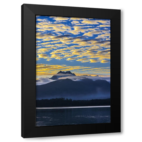 USA- Washington State- Seabeck. Sunset over Olympic Mountains and Hood Canal. Black Modern Wood Framed Art Print by Jaynes Gallery