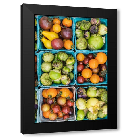 Washington State-Vancouver Fresh heirloom tomatoes for sale at a farmers market Black Modern Wood Framed Art Print with Double Matting by Wilson, Emily