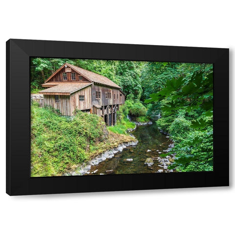 Washington State-Woodland Cedar Creek Grist Mill-near Vancouver-Washington Black Modern Wood Framed Art Print by Wilson, Emily