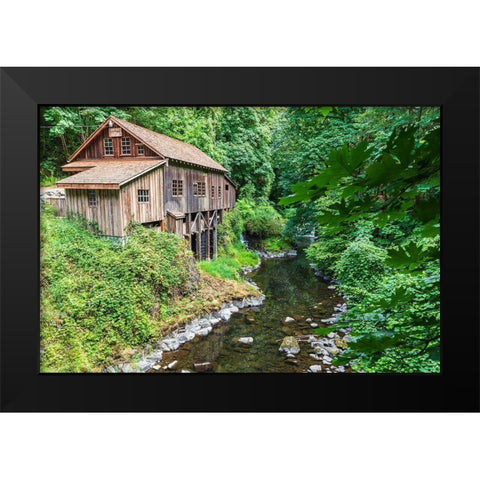 Washington State-Woodland Cedar Creek Grist Mill-near Vancouver-Washington Black Modern Wood Framed Art Print by Wilson, Emily