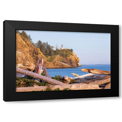Washington State-Ilwaco-Cape Disappointment State Park Cape Disappointment Lighthouse  Black Modern Wood Framed Art Print with Double Matting by Wilson, Emily