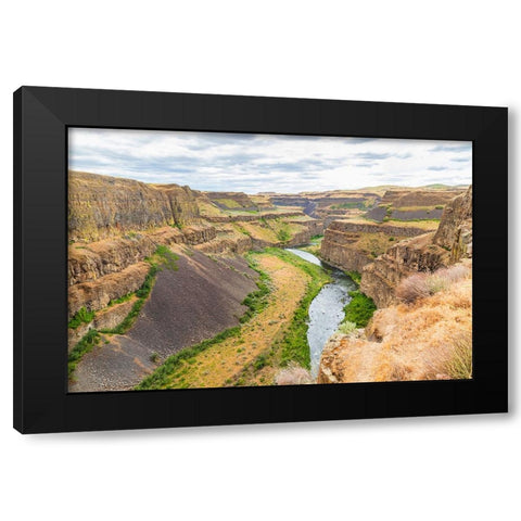 Palouse Falls State Park-Washington State-USA-The Palouse River Canyon in Palouse Falls State Park Black Modern Wood Framed Art Print by Wilson, Emily M.
