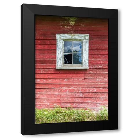 Latah-Washington State-USA-Window on the wall of an old red barn Black Modern Wood Framed Art Print by Wilson, Emily M.