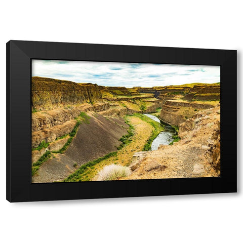 USA- Washington State- Whitman County- Palouse. River running through a canyon. Black Modern Wood Framed Art Print with Double Matting by Wilson, Emily M.