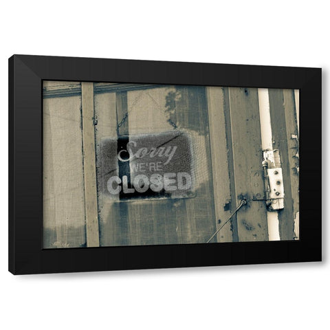 USA- Washington State- Whitman County- Palouse. Screen door with closed sign. Black Modern Wood Framed Art Print by Wilson, Emily M.