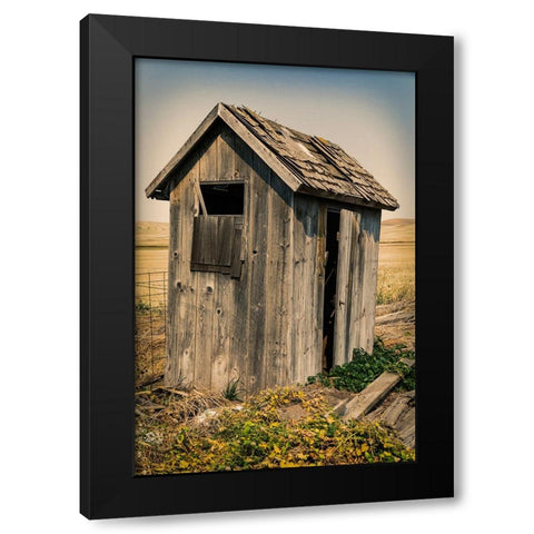 USA- Washington State- Whitman County- Palouse. Bauer Road. Outhouse. Black Modern Wood Framed Art Print by Wilson, Emily M.