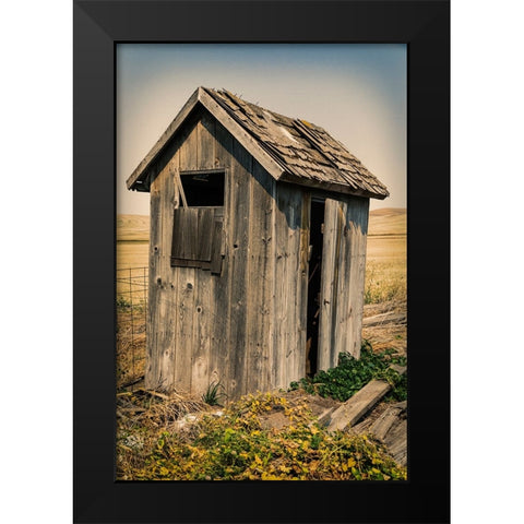 USA- Washington State- Whitman County- Palouse. Bauer Road. Outhouse. Black Modern Wood Framed Art Print by Wilson, Emily M.