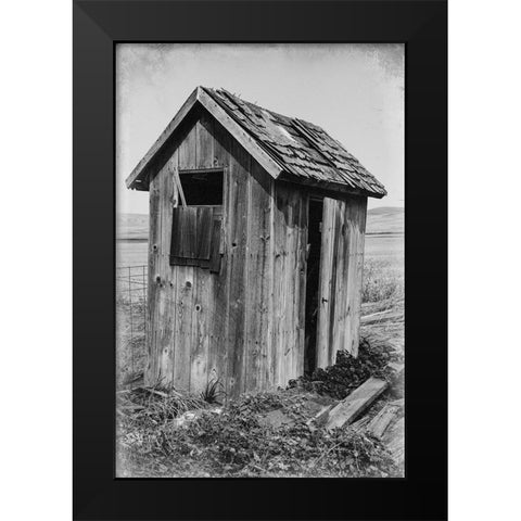 USA- Washington State- Whitman County- Palouse. Bauer Road. Outhouse. Black Modern Wood Framed Art Print by Wilson, Emily M.