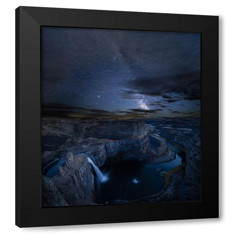 Washington State Palouse Falls and the Milky Way Palouse Falls State Park Digital Composite Black Modern Wood Framed Art Print by Luhm, Gary