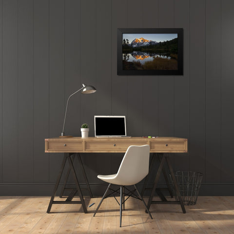 Glaciated Mt Shuksan reflected in Picture Lake-Mt Baker-Snoqualmie National Forest  Black Modern Wood Framed Art Print by Luhm, Gary