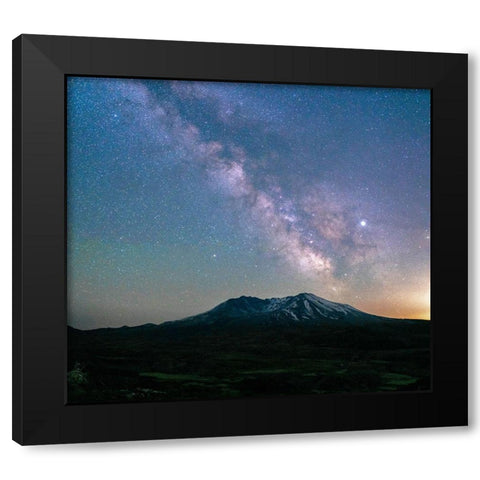 The Milky Way rising above Mt St Helens-a active stratovolcano in Washington State-USA Black Modern Wood Framed Art Print by Probst, Greg