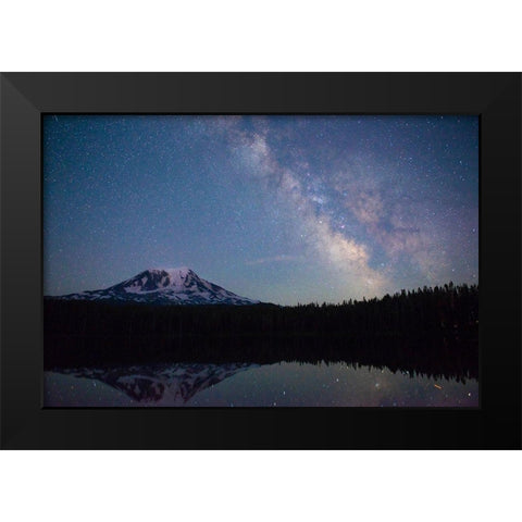 Milky Way rising over Mt Adams-Gifford Pinchot National Forest-Washington State Black Modern Wood Framed Art Print by Probst, Greg