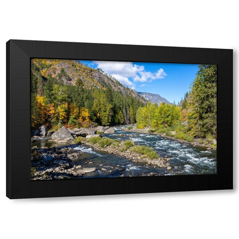 Leavenworth- Washington State- USA. View from a pipeline pedestrian bridge Black Modern Wood Framed Art Print by Horton, Janet