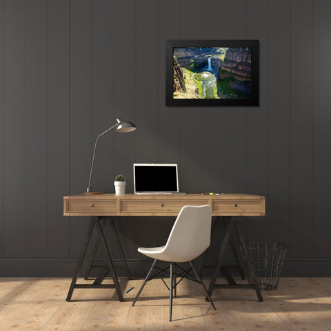 Palouse Falls State Park-Franklin and Whitman Counties-Washington State-waterfall landscape Black Modern Wood Framed Art Print by Sienda, Jolly